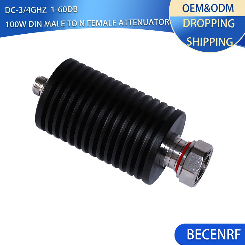 100W DIN-J to N-K RF Attenuator DC-3GHz/4GHz 1-60dB 50Ohm