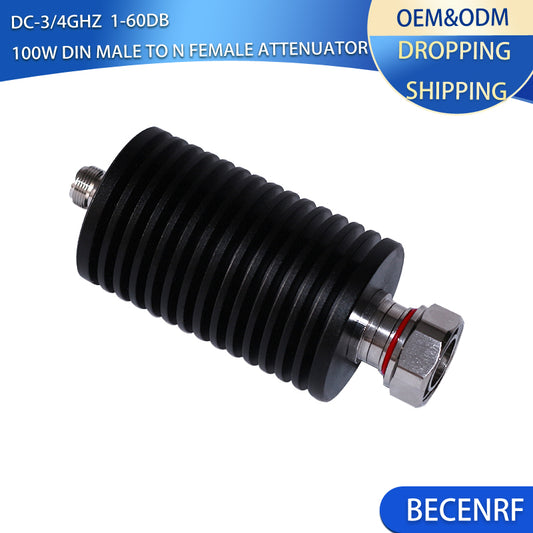 100W DIN-J to N-K RF Attenuator DC-3GHz/4GHz 1-60dB 50Ohm