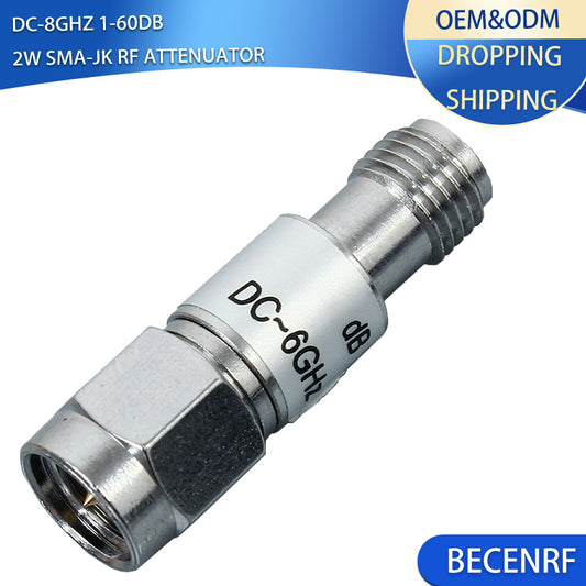 DC-8G Copper gold 2W SMA rf Fixed Attenuator 1/2/3/5/6/10/15/20/30/40/50/60dB  2 Watt